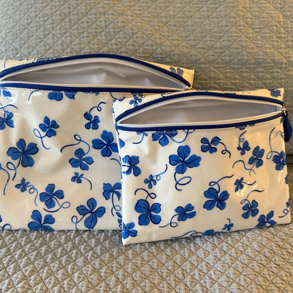Lovely “Trefles” Blue Shamrock  D.Porthault Cosmetic Bags
